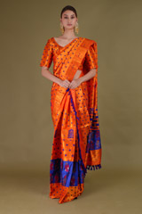 Blue & Orange Mekhela Chador4330 video